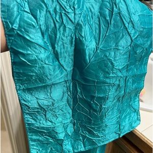 12"x108" Accordion Crinkle Taffeta Table Runner, Elegant Linen Runner - Teal